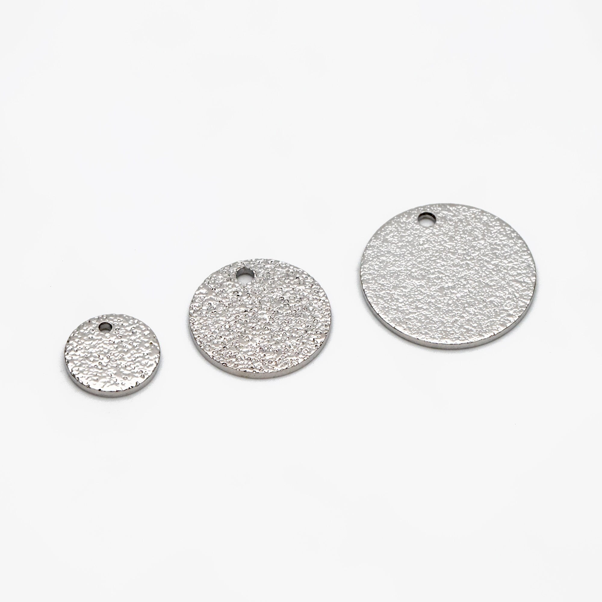 10pcs Gold/ Silver tone Round Disc Charms 8/ 12/ 15mm, Gold/ Rhodium plated Brass Coin Disk Charms (GB-240)